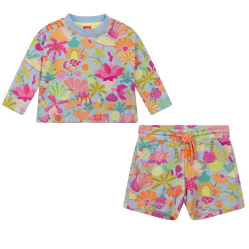 Oilily Girls Hax/Pink Blue Printed Shorts Set