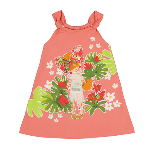 Mayoral Girls Peach Flower Girl Dress