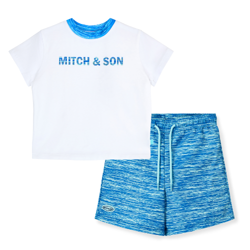 Mitch & Son Boys 'Harold & Hugo' Blue Space Dye Swimshorts Set