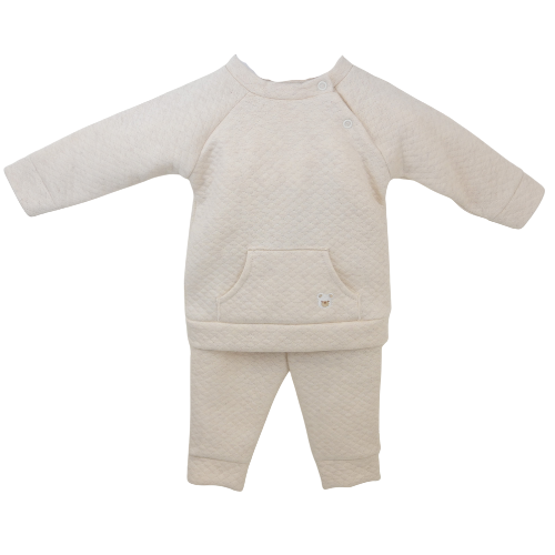 Pex Baby Boys Beige Quilted Bear Outfit