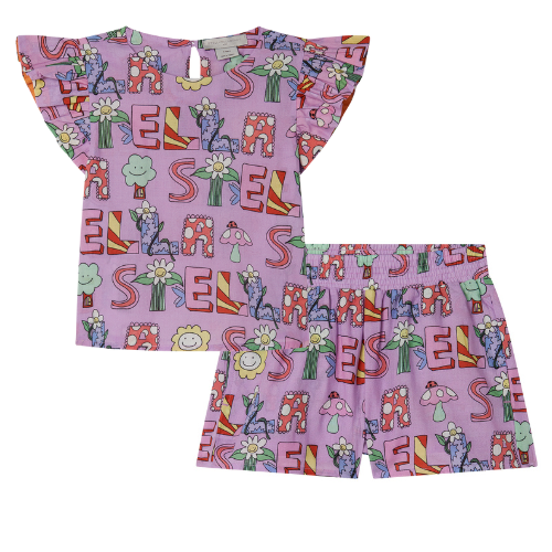 Stella McCartney Girls Lilac Logo Shorts Set