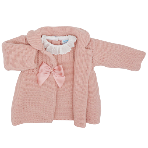 Sardon Baby Pink Knit Dress & Cardigan