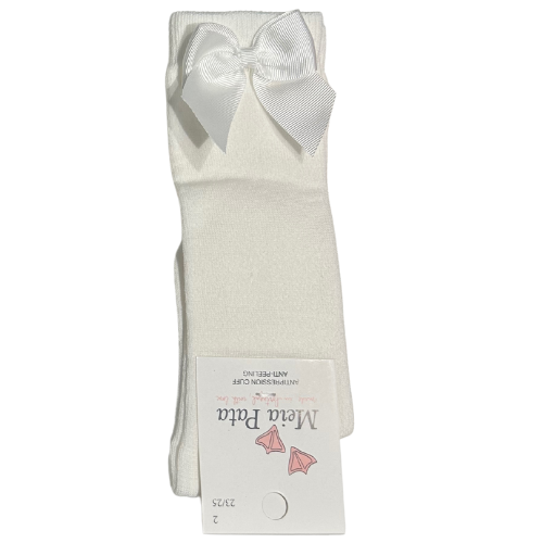 Meia Pata Cream Bow Knee Socks