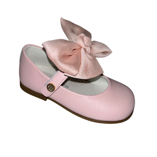 Andanines Girls Pearl Pink Bow Shoes