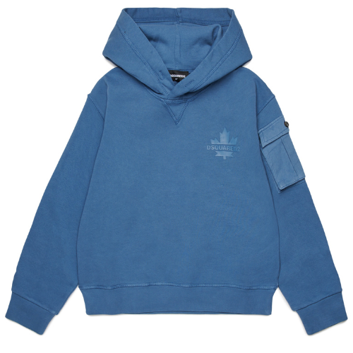 DSQUARED2 Boys Blue Nylon Pocket Hoodie