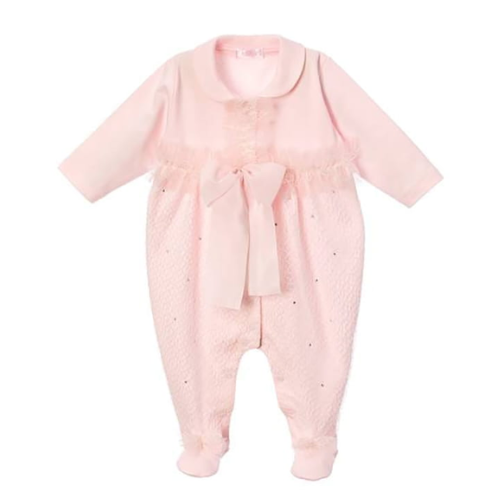 Sofija Pink Lace & Bow 'Charlotte' Babygrow