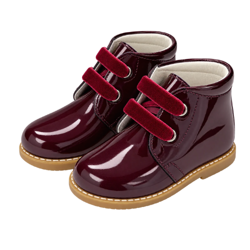 Andanines Burgundy Patent Lace Boots