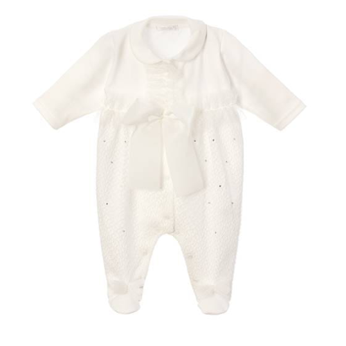 Sofija Ivory Lace & Bow 'Charlotte' Babygrow