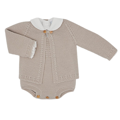 Sardon Baby Beige Knit Three Piece Outfit