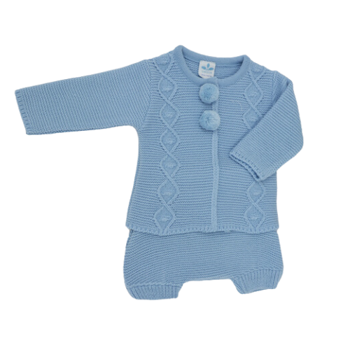 Sardon Baby Boys Blue Pom Pom Outfit