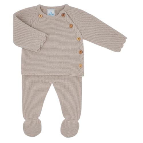 Sardon Baby Beige Knit Button Outfit