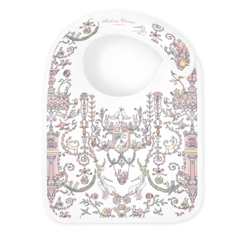 Atelier Choux Pink Toile de Jouy Bib