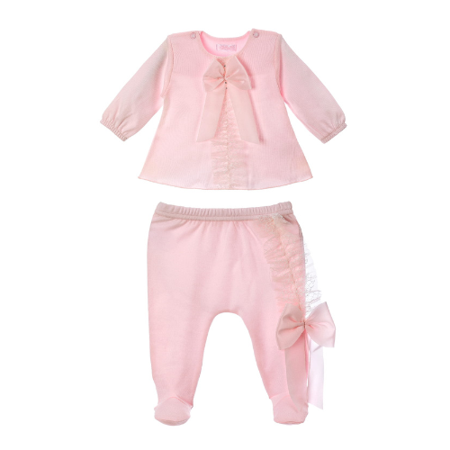 Sofija Pink Lace & Bow 'Charlotte' Set