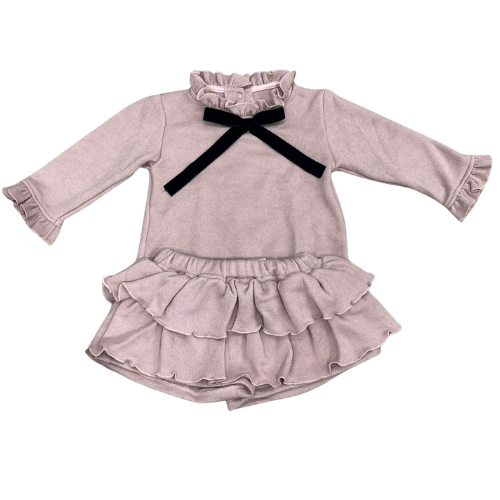 Phi Girls Pink Velvet Bow Shorts Set