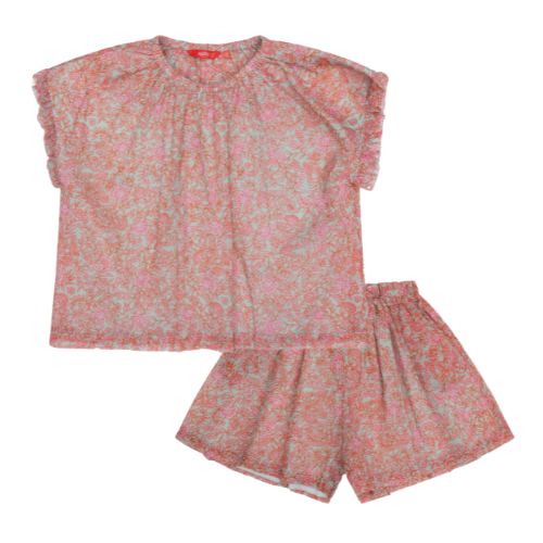 Oilily Girls Pink Floral Bazar Shorts Set