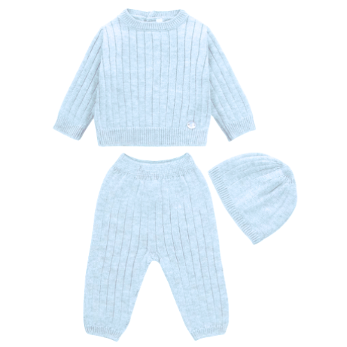 Martin Aranda Baby Pale Blue Rib Outfit & Hat