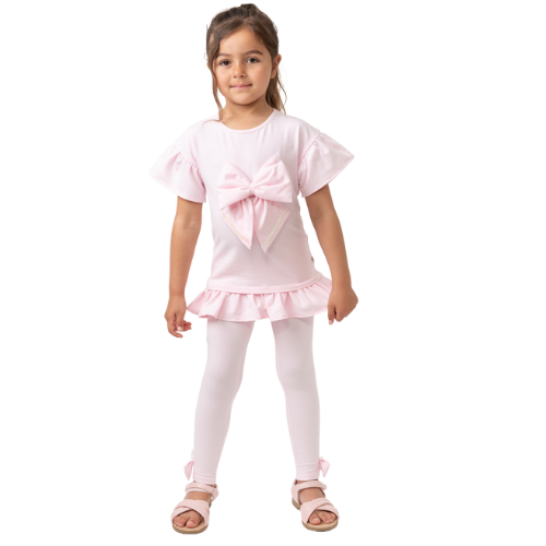 Caramelo Kids Pink Ruffle Leggings Set