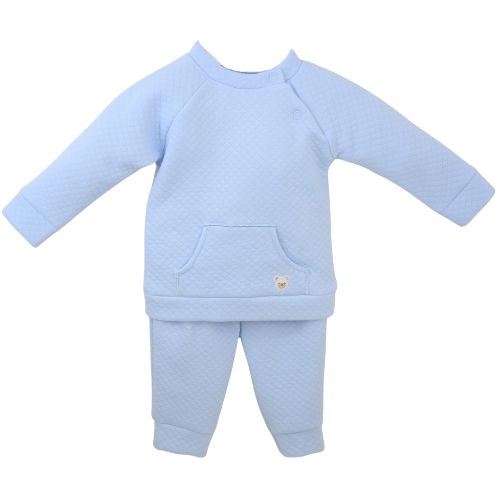 Pex Baby Boys Blue Quilted Bear Outfit
