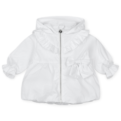 Little A Girls 'Bobby' White Bow Jacket