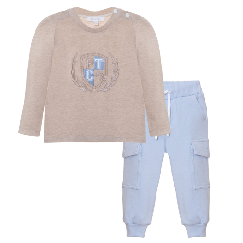 Patachou Baby Boys Beige & Blue Outfit