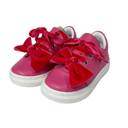 Borboleta Fuchsia Velvet Bow Trainers