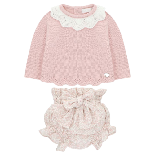 Martin Aranda Baby Girls Knit Floral Outfit