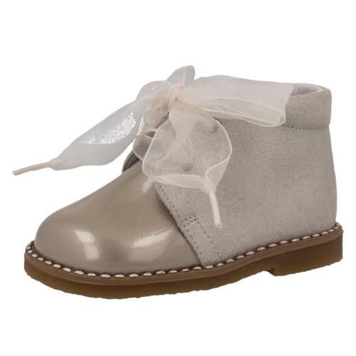 Andanines Beige Pearlised Patent Boots