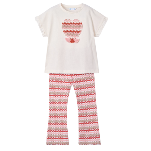 Mayoral Girls Peach Zig Zag Leggings Set