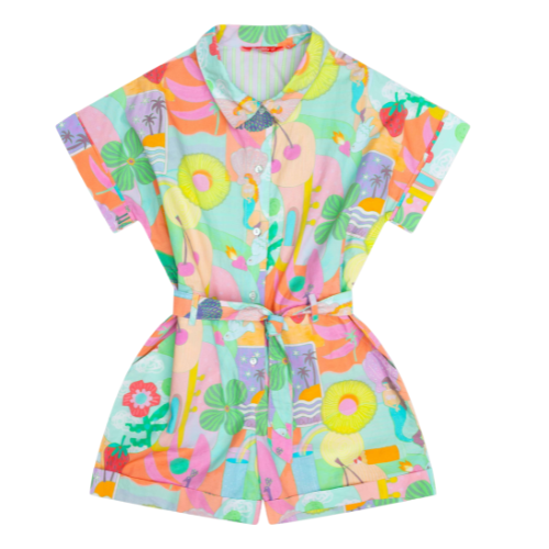 Oilily Girls Puxy Fruit Print Playsuit