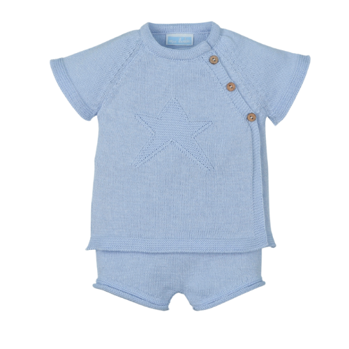 Mac Ilusion Baby Boys Blue Knit Star Shorts Set