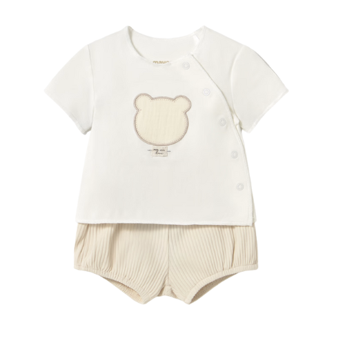 Mayoral Baby Beige Teddy Shorts Set