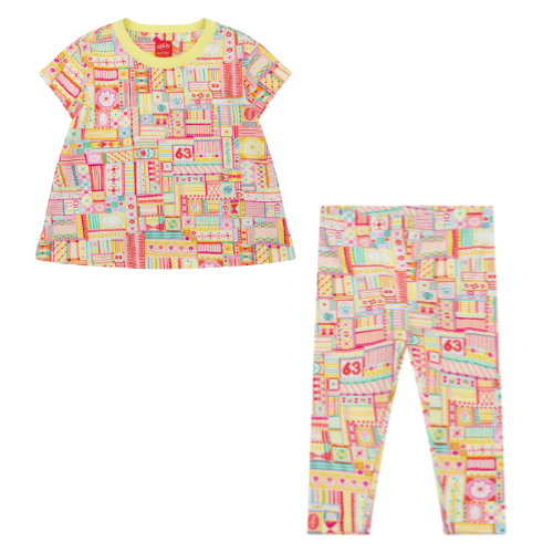 Oilily Girls Twinz/Peppy Yellow Printed Leggings Set
