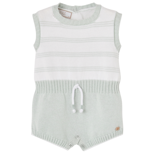 Paz Rodriguez Baby Green Stripe Knit Romper