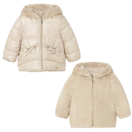 Mayoral Baby Girls Beige Reversible Coat