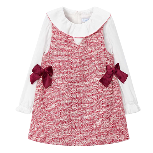 Mayoral Girls Cherry Tweed Bow Dress