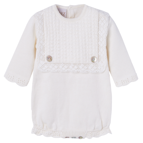 Paz Rodriguez Baby Cream Knit Romper