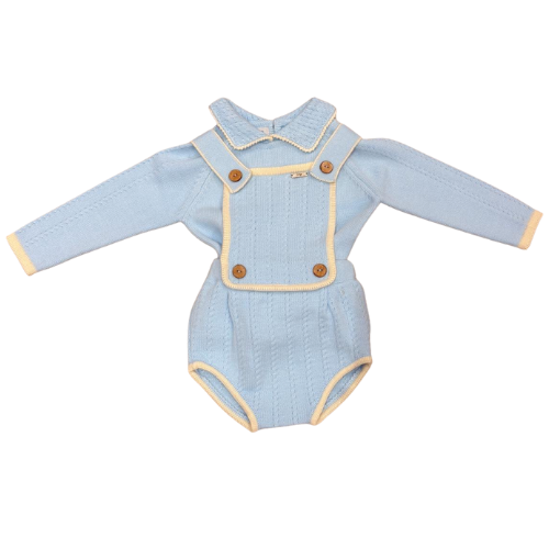 Rahigo Baby Boys Pale Blue Knit Dungaree Set