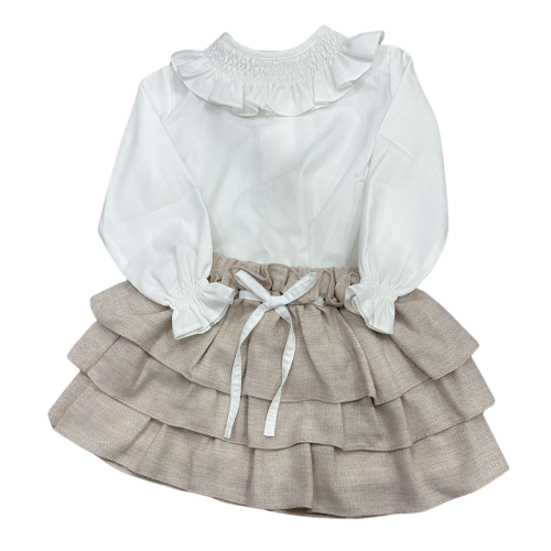 Puro Mimo Beige Frill Skirt Set