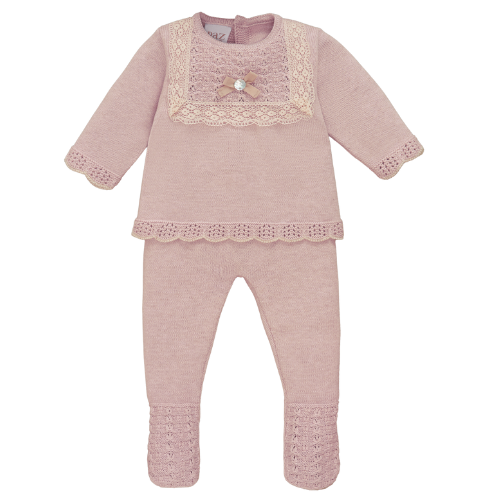 Paz Rodriguez Baby Pink/Beige Knited Outfit