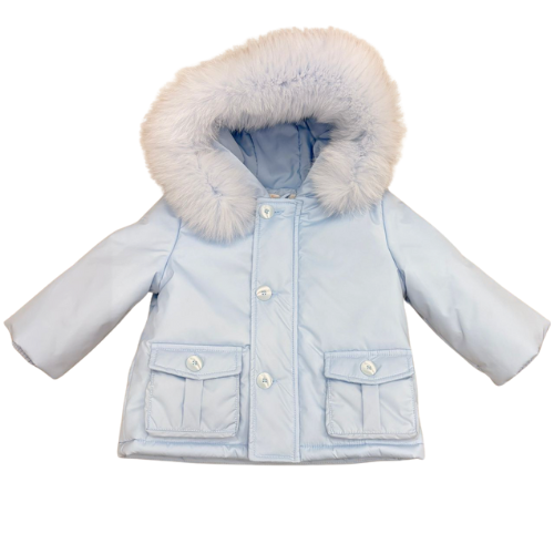 Bimbalo Boys Pale Blue Fur Hooded Coat