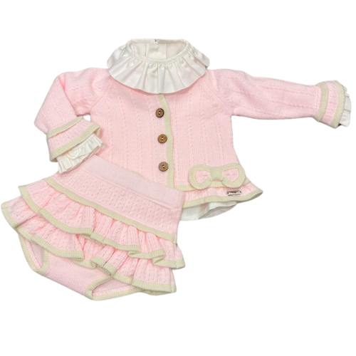 Rahigo Baby Girls Pale Pink Three Piece Bow Set