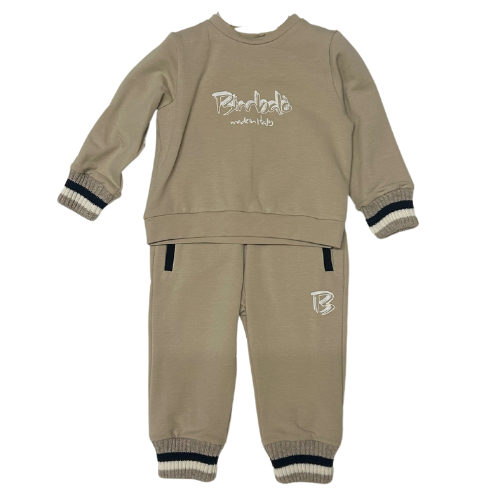 Bimbalo Boys Beige Logo Jogsuit