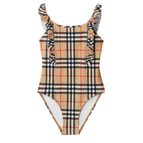 Burberry Kids Check Tilly Ruffle Swimsuit