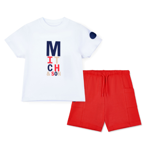 Mitch & Son Boys White/Red 'Parker' Shorts Set