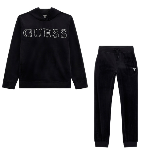 Guess Girls Black Velour Jogsuit