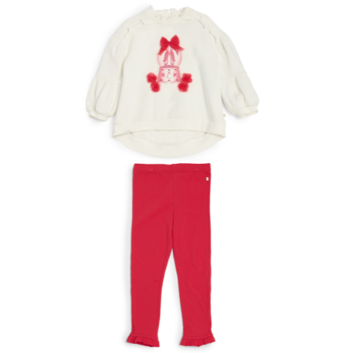 Caramelo Girls Red Snow Globe Leggings Set