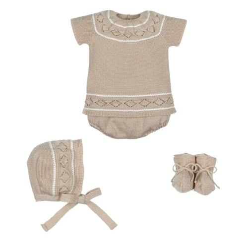 Mac Ilusion Baby Beige Knit Bloomer Set