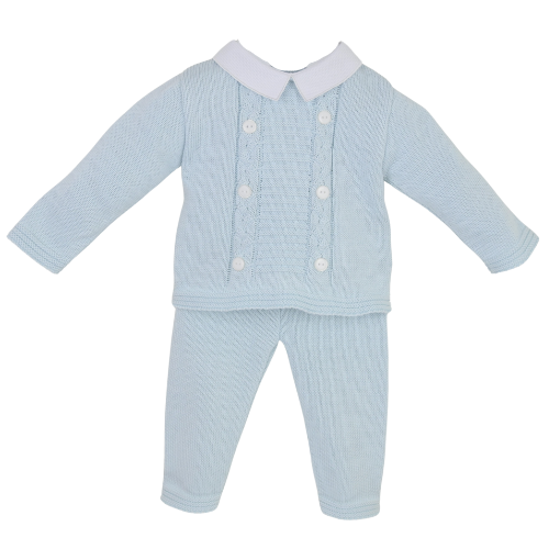 Pex Baby Boys Blue Knit 'Clyde' Trouser Suit