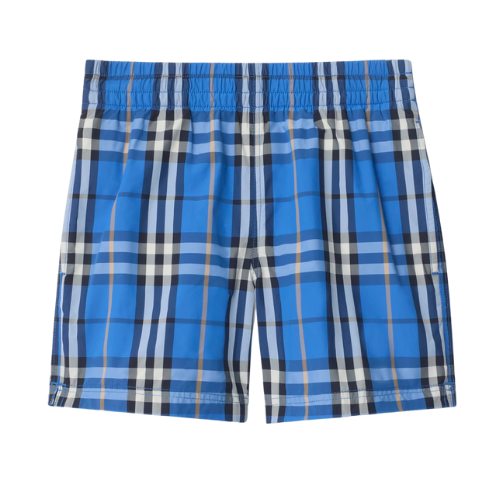 Burberry Kids Blue Check Atticus Swimshorts