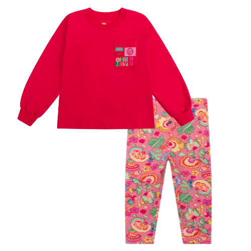 Oilily Girls Fuchsia Floral Peppy Leggings Set